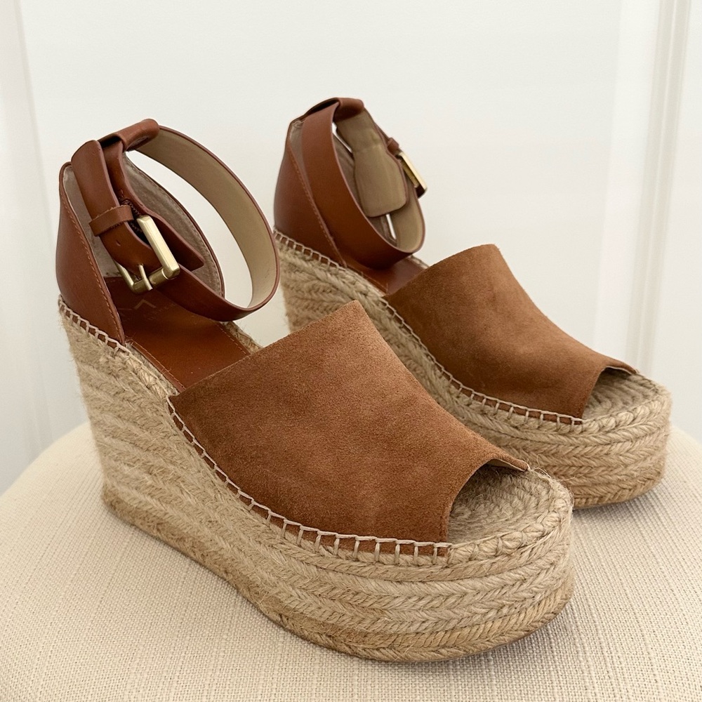 Espadrille Platform Wedge Sandals in Brown A59
